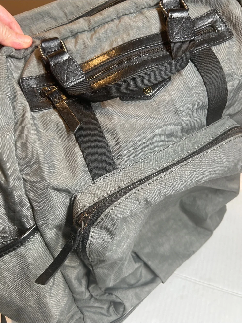 Light Gray Women's Backpack with Front Pocket and Side Pockets Dipper Bag